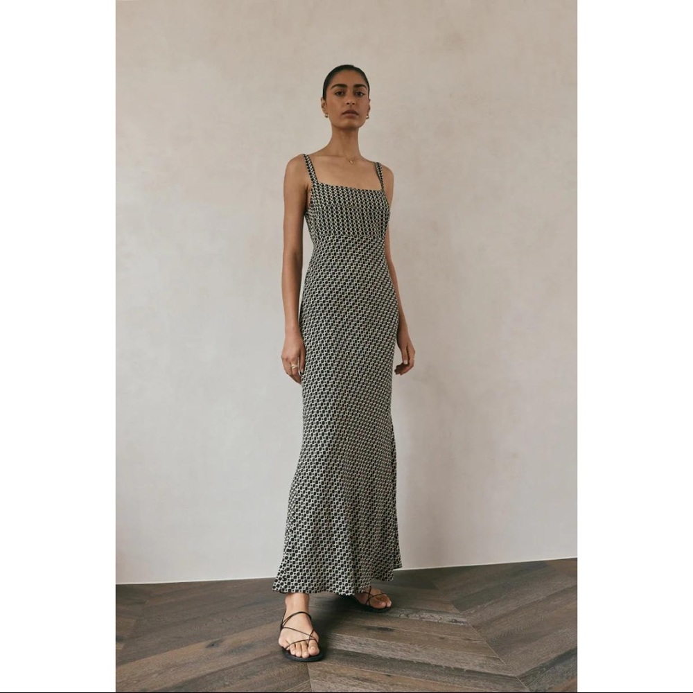 DISSH Mars Black Geo Slip Midi Dress - Size 2